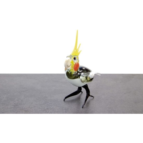 Valkparkiet van glas transparant - Vogel - Vogeltje - Glasbeeldje - Sculptuur van Glas