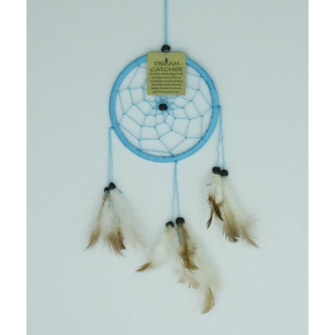Dromenvanger / Dreamcatcher Ø12cm zonder kleintjes  - lichtblauw
