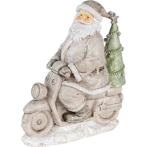 Clayre & Eef Beeld Kerstman 12x6x14 cm Zilverkleurig Polyresin Kerstdecoratie