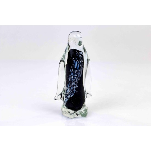 Glazen Pinguin Zwart Wit H14 cm