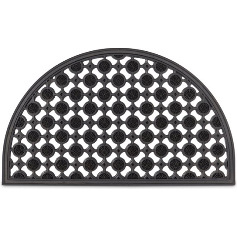 Relaxdays deurmat rubber 75x45 halfrond, voetmat, droogloopmat voetveger patroon