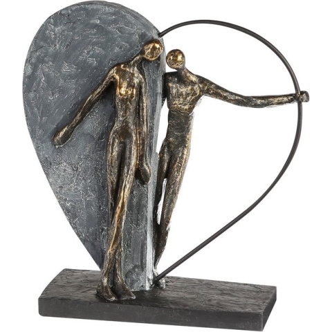 sculptuur mijn liefde voor jou- polyresin - 10x28x31 cm grijs hart beeld