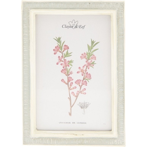Clayre & Eef Fotolijst 10x15 cm Grijs Wit Kunststof Rechthoek Fotokader