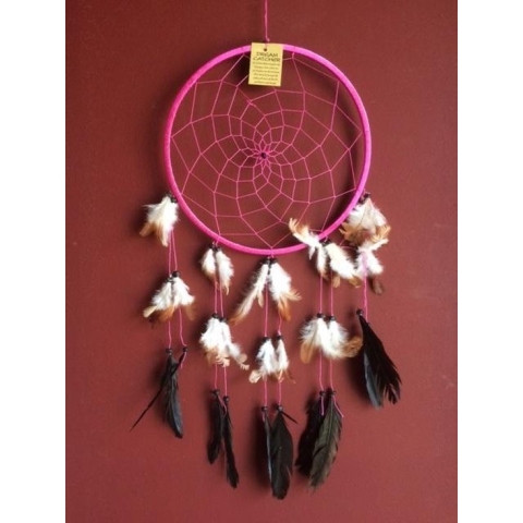 Dromenvanger / Dreamcatcher Ø26cm zonder kleintjes  - donkerroze