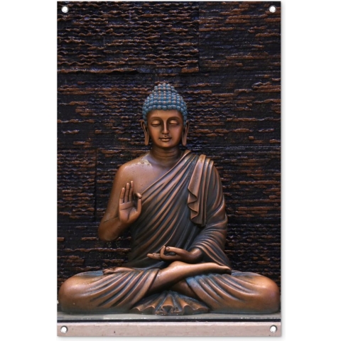 Tuinposters buiten Boeddha - Buddha beeld - Bruin - Spiritueel - Meditatie - 60x90 cm