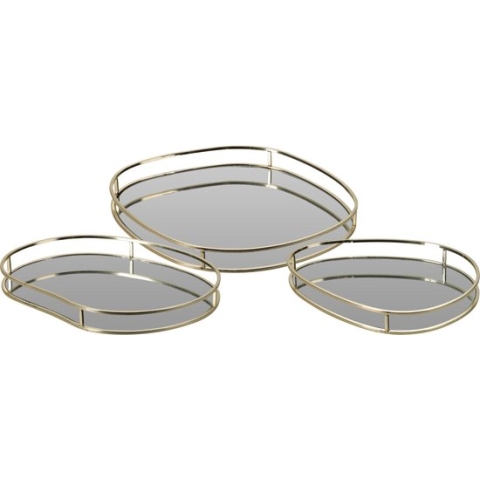 Onderzetter met spiegel - Goud - 3 Stuks - Dienbladen