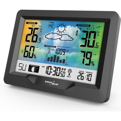 Weerstation GreenBlue GB540 kleurenscherm binnen- en buitentemperatuur DCF