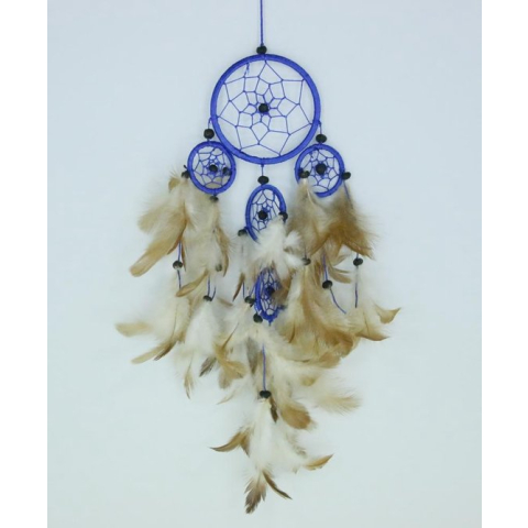 Dromenvanger / Dreamcatcher Ø9cm met kleintjes  - blauw