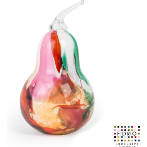 Design beeld Pear - Fidrio MIXED COLOURS - glas, mondgeblazen - hoogte 18 cm