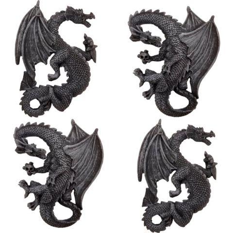 Set Draken Beeld Hangend - set van 4 draken fantasy gothic 15 cm | GerichteKeuze