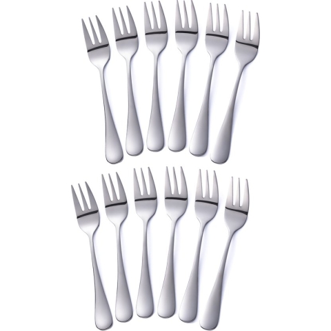 Alheco 12 gebaksvorkjes - RVS - Kleine vorkjes set - Zilver