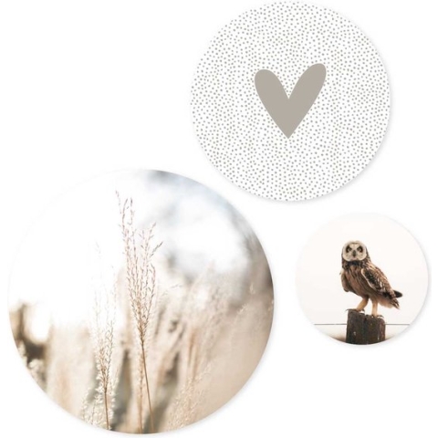 Zoedt - set van 3 muurcirkels - binnen - beige - natuur