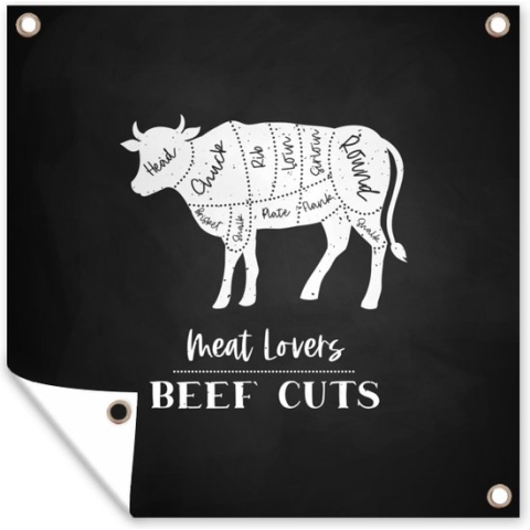 Tuinposters Koe - Vlees - Slager - 50x50 cm