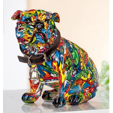 Beeld Poly bulldog "PopArt" veelkleurig 11x20x17cm (lxbxh)