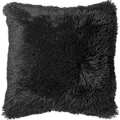 Dutch Decor FLUFFY - Kussenhoes 60x60 cm - superzacht - XL kussensloop - Raven - zwart - met rits