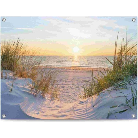 Tuinposter Strand Zonsondergang 60x80 cm