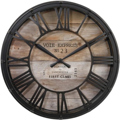 Atmosphera Vintage Klok - 39 cm - Metaal - Zwart/Bruin