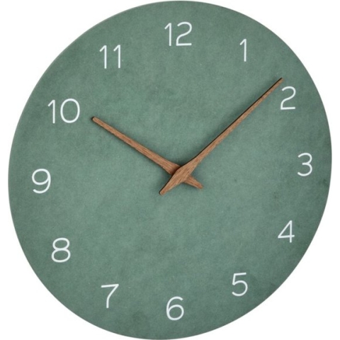 TFA Dostmann 60.3054.04 - Wandklok - Analoog - Rustig loopwerk - Houtlook - Hout - MDF - Jade groen - Bruin - 30 cm ø