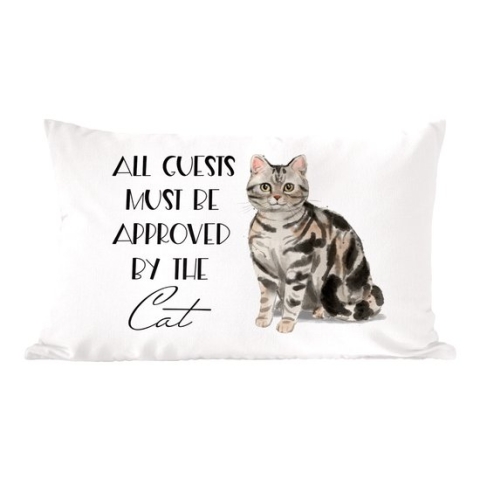 Sierkussens - Kussentjes Woonkamer - 60x40 cm - Spreuken - Quotes - Kat - All guests must be approved by the cat