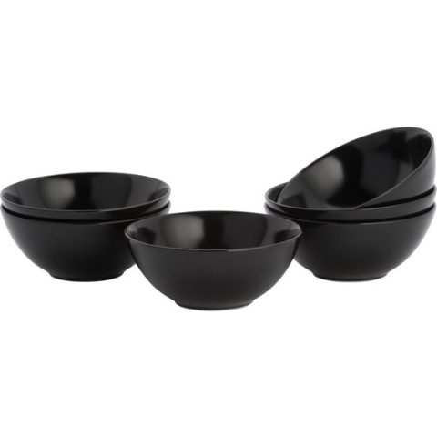 Lite-Body  - Hermes Kom  500 ml - Set van 6 - Rond - Zwart mat