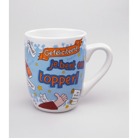 Paper Dreams Feestmok Geslaagd Topper 12 X 10 Cm Keramiek Wit