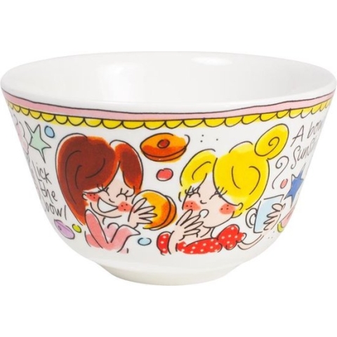 Blond Amsterdam Even Bijkletsen kom Ø14 cm - roze rand