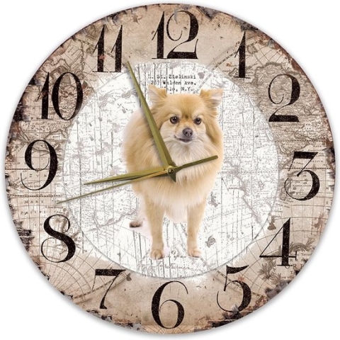 Houten Klok - 30cm - Hond - Keeshond