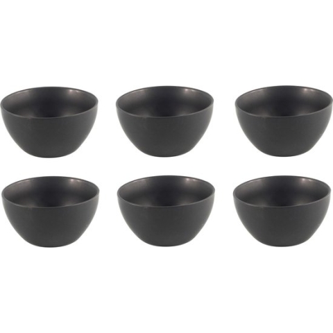 Schaaltje - Mat Zwart - Porselein - 6 Stuks - ø14x7.5 cm
