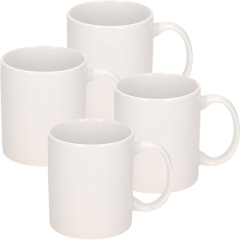 4x Onbedrukte witte mok 300 ml - blanco koffiemokken