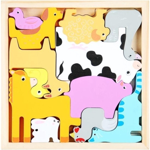 Houten Puzzel - Houten Speelgoed - 3D Puzzel - Kinderen - Boerderij