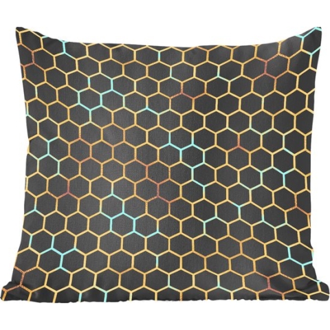 Sierkussens - Kussentjes Woonkamer - 60x60 cm - Patronen - Hexagon - Goud - Zwart