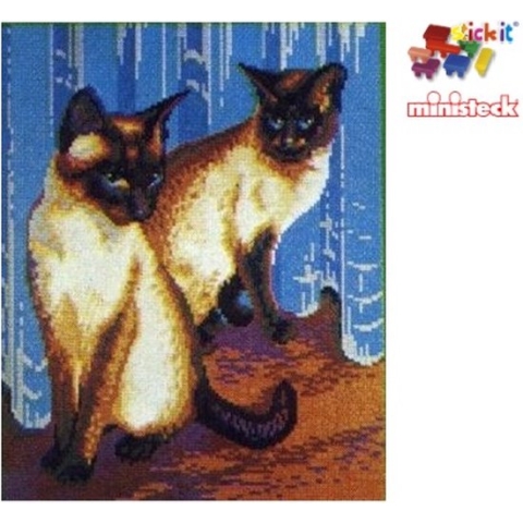 Stick-it Siamese katten, ca. 9.500 steentjes, compatibel met Ministeck