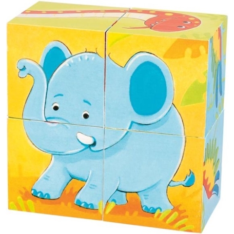 Goki 57434 puzzel Blokpuzzel 4 stuk(s) Dieren