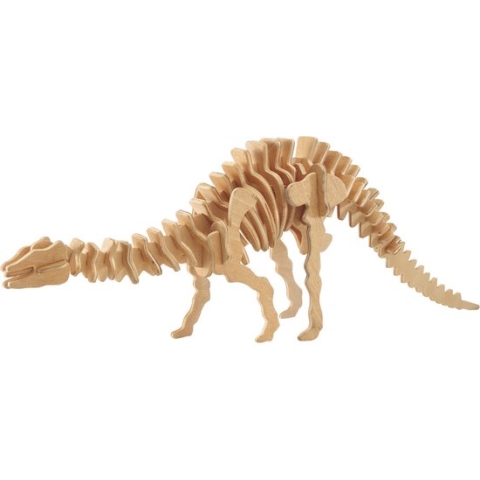 Houten dieren 3D puzzel apatosaurus/langnek dinosaurus - Speelgoed bouwpakket 38,2 x 9 x 28,5 cm.