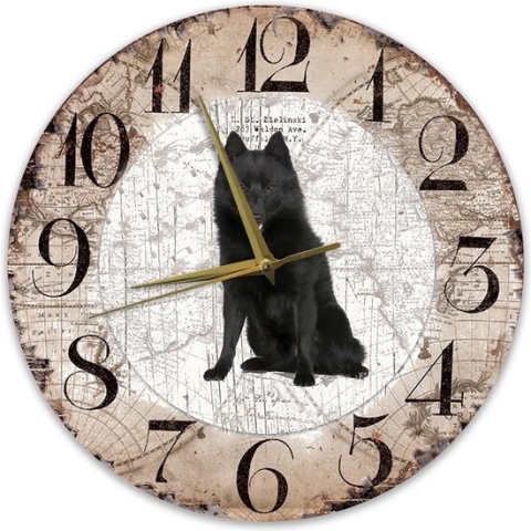 Houten Klok - 30cm - Hond - Schipperke