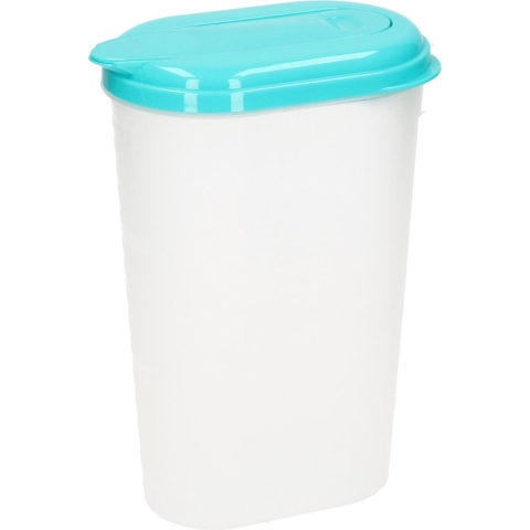 Forte Plastics Waterkan/sapkan - transparant/aqua - deksel - 1.6L - kunststof