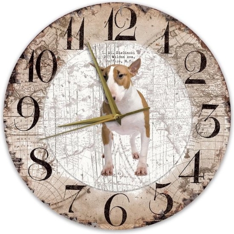 Houten Klok - 30cm - Hond - Bull Terriër Miniatuur