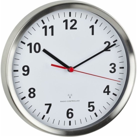 TFA Silent Brushed Aluminium 22 cm klok