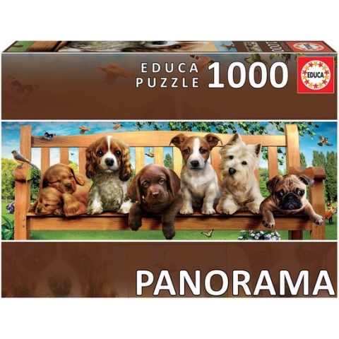 Educa - Panorama Legpuzzel - Puppies op de Bank - 1000 stukjes