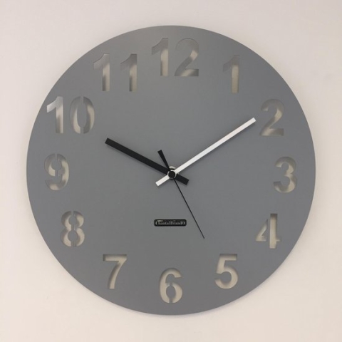 WANDKLOK AMSTERDAM GREY -- BLACK & WHITE POINTERS -- MODERN DUTCH DESIGN