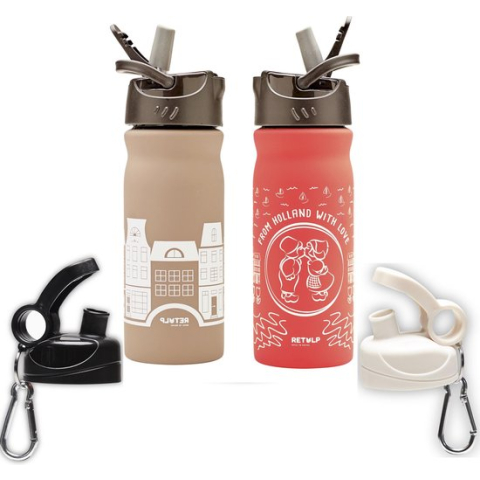 Retulp Dutchie - Pakket 2 stuks - Drinkfles met Rietje - 400 ml