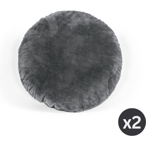 TISECO HOME STUDIO - Kussen (gevuld) - CRYSTAL VELVET - 100% polyester - Rond - 38 cm - Grijs