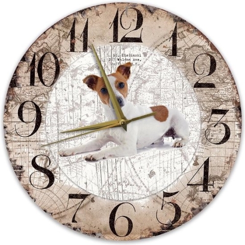 Houten Klok - 30cm - Hond - Jack Russel
