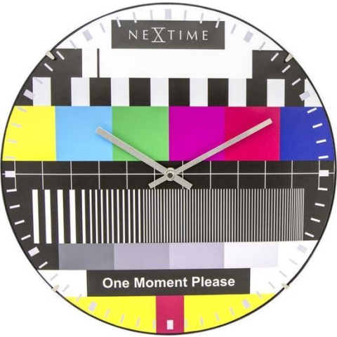NeXtime NE-3162 Wandklok Dia. 35 Cm, Bol Glas, Multi-color, 'Testpage Dome'