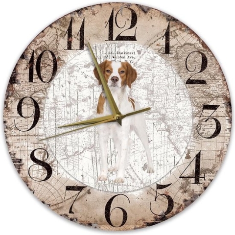 Houten Klok - 30cm - Hond - Epagneul Breton
