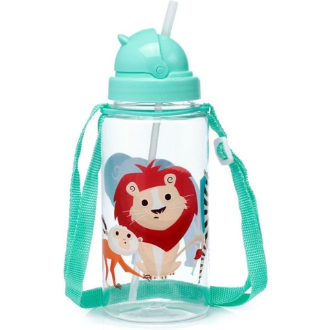 Breukbestendige Ecozen Kinder Drinkfles 450ml met flip straw - Zooniverse