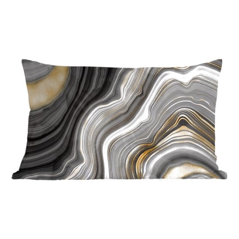 Sierkussens - Kussentjes Woonkamer - 60x40 cm - Marmer - Steen - Agaat - Black en gold