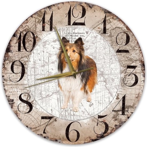 Houten Klok - 30cm - Hond - Collie