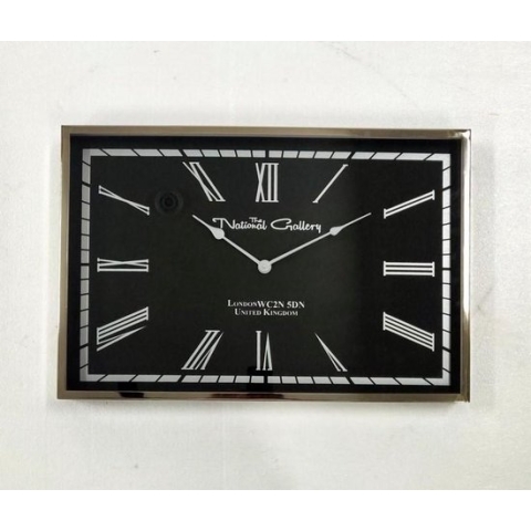 Wandklok rechthoek zwart nikkel 76x5x51 cm