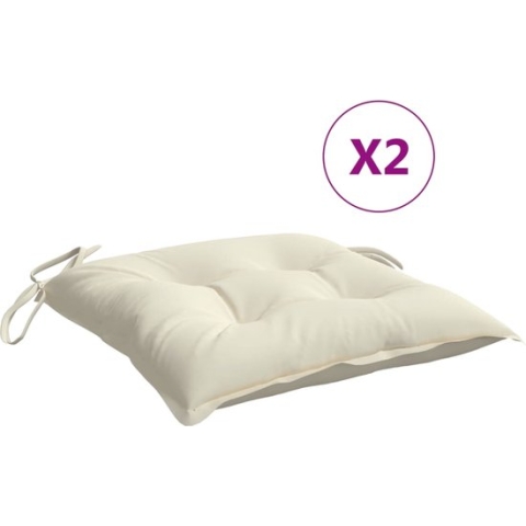 vidaXL-Stoelkussens-2-st-50x50x7-cm-stof-crèmewit